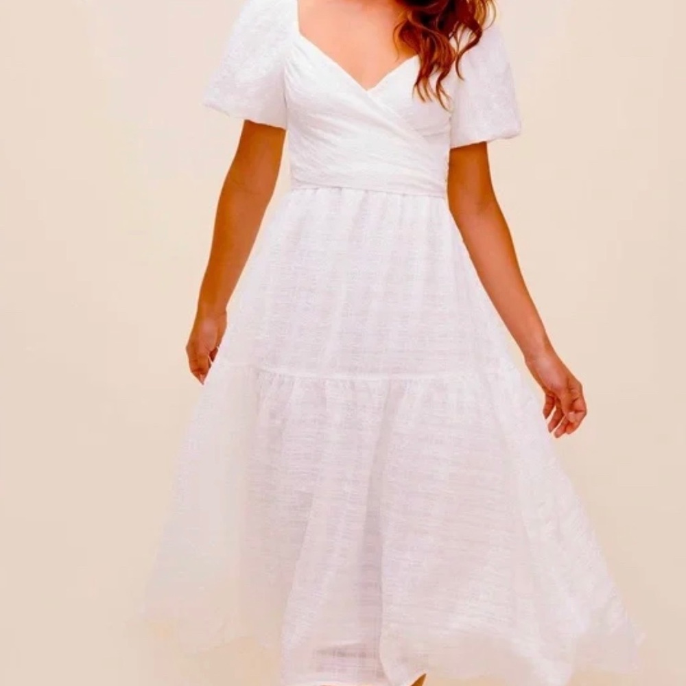 ASTR the Label SONNET PUFF SLEEVE MIDI DRESS - white/medium